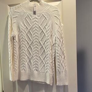Talbots Ivory Cable Knit Turtleneck Sweater